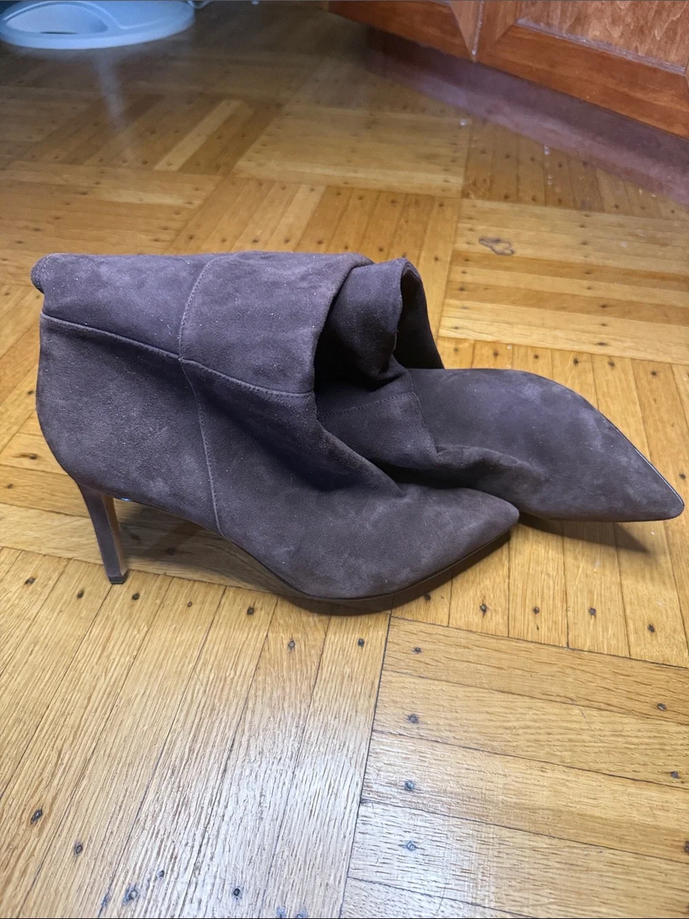 Nine West Dark Brown Suede Calve High Pointed Boots
